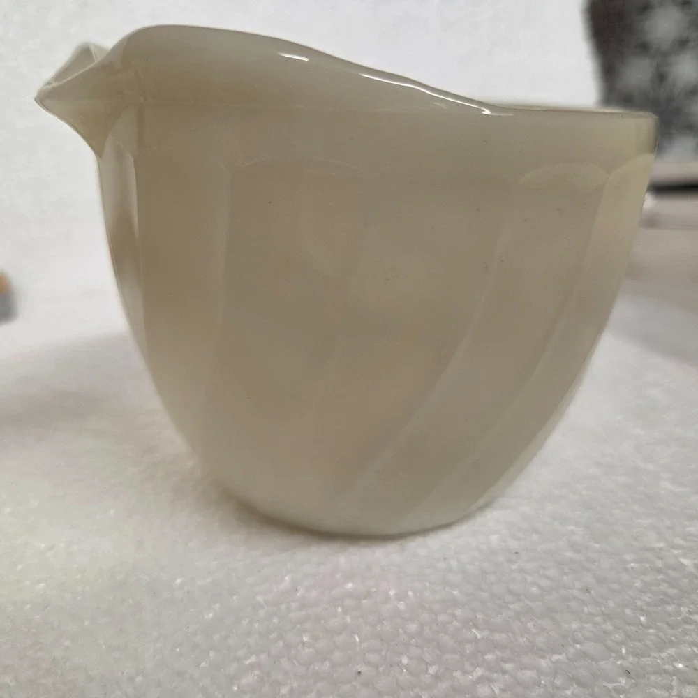 Old 1930's Fire King Glass Swirl Off-White Ivory Antique Cream and Sugar Set - Picture 2 of 11